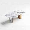 Durable 180kg Rectangle Marble Dining 220cm Table Gold Stainless Steel Leg