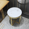 Round Coffee Side Table Living Room Marble Top Golden Legs