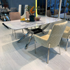 Home Furniture Marble Top Stainless Steel Dining Table 78inchx40inchx30inch
