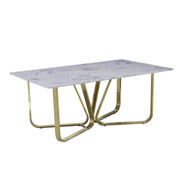 Rose Gold OEM Luxury Marble Dining Table 6 Seater Naturally hard wearing