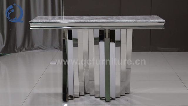 Modern 51kg SS Console Table 160cmx45cmx75cm Canada Style Glass top