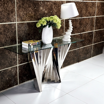 Modern 51kg SS Console Table 160cmx45cmx75cm Canada Style Glass top