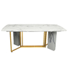 modern 56kg Luxury Marble Dining Table Rugged Stainless Steel Base Rectangle Shape modern 56kg Luxury Marble Dining Table Rugged Stainless Steel Base Rectangle Shape