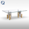 Modern SS Coffee Table Silver Gold With 12mm Clear Tempered Glass
