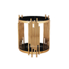 small round 60cm Furniture Side Table Stainless Steel frame black top