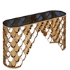 Qiancheng Glass Top SS Console Table gold stainless steel legs Qiancheng Glass Top SS Console Table gold stainless steel legs