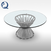 Chrome Wire SS Round Glass Top Coffee Table Glam Cocktail Table Chrome Wire SS Round Glass Top Coffee Table Glam Cocktail Table