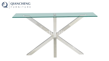 Steady 0.52CBM Italian Style Console Table Glass Top 12mm For Home