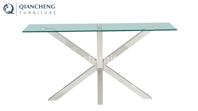 Steady 0.52CBM Italian Style Console Table Glass Top 12mm For Home