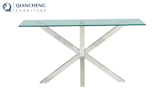 Steady 0.52CBM Italian Style Console Table Glass Top 12mm For Home