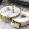Qiancheng OEM SS Coffee Table 20mm Marble Top With White Drawers