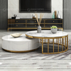 Qiancheng OEM SS Coffee Table 20mm Marble Top With White Drawers