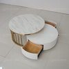 Qiancheng OEM SS Coffee Table 20mm Marble Top With White Drawers