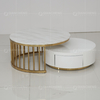 Qiancheng OEM SS Coffee Table 20mm Marble Top With White Drawers