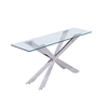 Qiancheng Glass Transparent Console Table Mirrored Chrome Stainless Steel Sofa Table