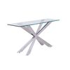 Qiancheng Glass Transparent Console Table Mirrored Chrome Stainless Steel Sofa Table