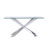 Qiancheng Glass Transparent Console Table Mirrored Chrome Stainless Steel Sofa Table