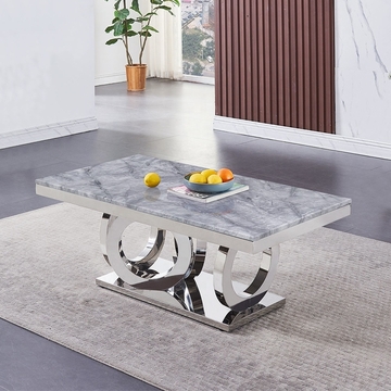 Italian Style Length 130cm Square Marble Coffee Table Stable Stainless Steel Frame