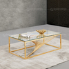 Stable Metal Coffee Table 51x28x30inch Tempered Glass Coffee Table