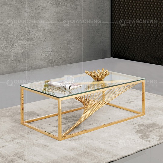 Stable Metal Coffee Table 51x28x30inch Tempered Glass Coffee Table