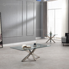 Clear Glass Top 0.11cbm SS Coffee Table For Living Room With Brushed Chrome Base