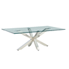 Clear Glass Top 0.11cbm SS Coffee Table For Living Room With Brushed Chrome Base