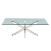 Clear Glass Top 0.11cbm SS Coffee Table For Living Room With Brushed Chrome Base