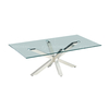 Clear Glass Top 0.11cbm SS Coffee Table For Living Room With Brushed Chrome Base