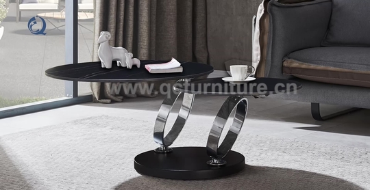 Home Office 0.16cbm SS Coffee Table Gold Base Sinter Stone top