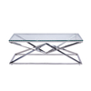 No Folded 9.5kg Stainless Steel Glass Top Coffee Table For Living Room
