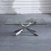 0.25CBM Modern Sofa Center Table 12mm Stainless Steel Coffee Table With Glass Top
