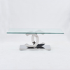 Clear 0.2cbm Tempered Glass Top Coffee Table polished stainless steel legs