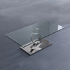 Clear 0.2cbm Tempered Glass Top Coffee Table polished stainless steel legs