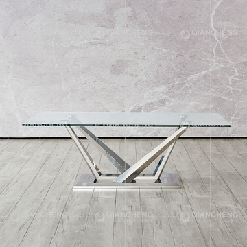 Light 50kg SS Coffee Table With Tempered Glass Top Rectangle Shape