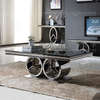 130x70x45cm Black Glass Top Coffee Table For Living Room Long Lasting Wear
