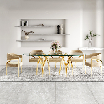 Apartment 201 SS Steel Furniture Glass Dining Table