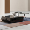 Steel Metal Tempered Glass Office Coffee Table Square Shape