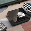 Steel Metal Tempered Glass Office Coffee Table Square Shape