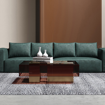 Golden Base SS Steel Table And Sofa Sets Coffee Desk High Glass
