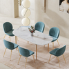 Luxury Kitchen Dining Table Stainless Steel Base Marble Top
