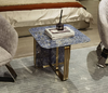 Pandora Square SS Side Table Real Stone Marble Top With Shiny Gold Leg