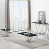 Tempered Glass Metal Leg Dining Table Set Home Furniture with 8 Seater