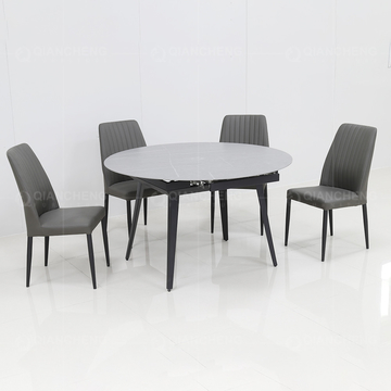 Round 105kg Extendable Dining Room Table Sets Sintered Stone Dining Table