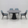 Black Round 100kg Metal Leg Furniture Sintered Stone Extension Dining Table