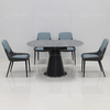 Black Round 100kg Metal Leg Furniture Sintered Stone Extension Dining Table