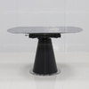 Black Round 100kg Metal Leg Furniture Sintered Stone Extension Dining Table