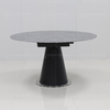 Black Round 100kg Metal Leg Furniture Sintered Stone Extension Dining Table
